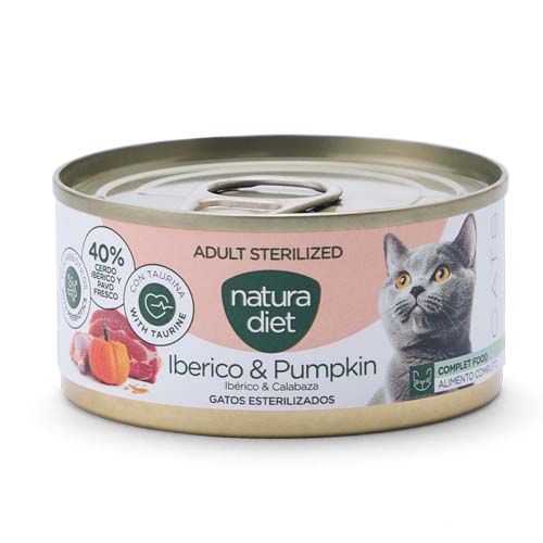 Natura Diet Cat Adult Sterilized Iberico & Pumpkin(Boîtes) - 24 x 85 gr