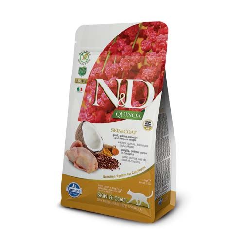 Farmina N&D Grain Free Quinoa Skin & Coat Caille Chat (envoi 3-5 jour)